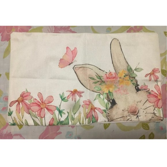 Easter Decorative Throw Pillow Cover Cottage Spring Decor Bunny Accent Case 20" - Picture 4 of 10